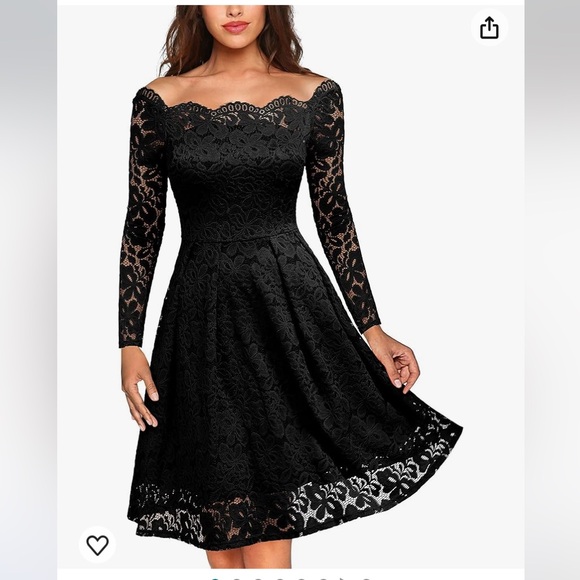 MISSMAY Women's Retro Floral Lace Long Sleeve Boat Neck Swing Dress Small NWT - Picture 9 of 14